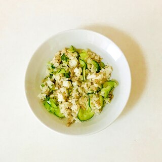 胡瓜と釜揚げシラスの混ぜご飯